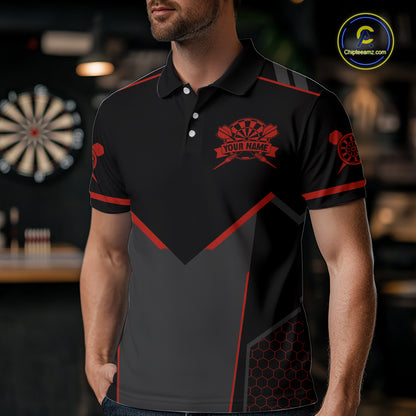 Personalized Red Dart Team Shirt for Men Custom Dart Jersey Polo & 1/4-Zip Dartboard Outfit DHT16