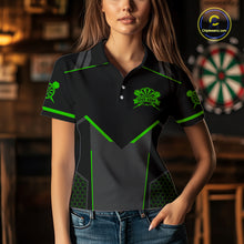 Load image into Gallery viewer, Personalized Green Dart Team Shirt for Women Custom Dart Jersey Polo &amp; 1/4-Zip Dartboard Outfit DHT16