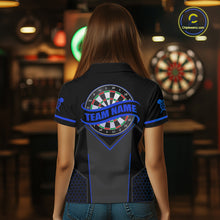 Load image into Gallery viewer, Personalized Blue Dart Team Shirt for Women Custom Dart Jersey Polo &amp; 1/4-Zip Dartboard Outfit DHT16