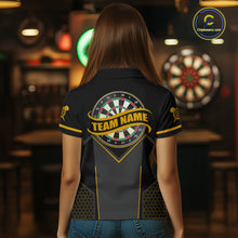Load image into Gallery viewer, Personalized Yellow Dart Team Shirt for Women Custom Dart Jersey Polo &amp; 1/4-Zip Dartboard Outfit DHT16
