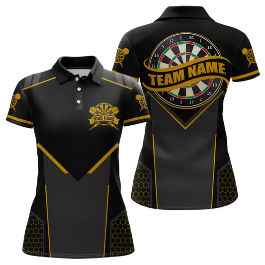 Personalized Yellow Dart Team Shirt for Women Custom Dart Jersey Polo & 1/4-Zip Dartboard Outfit DHT16