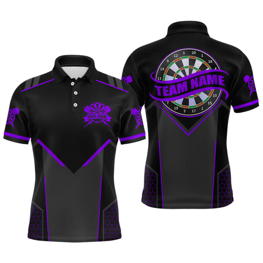 Personalized Purple Dart Team Shirt for Men Custom Dart Jersey Polo & 1/4-Zip Dartboard Outfit DHT16