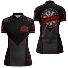 Load image into Gallery viewer, Personalized Red Dart Team Shirt for Women Custom Dart Jersey Polo &amp; 1/4-Zip Dartboard Outfit DHT16