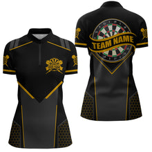 Load image into Gallery viewer, Personalized Yellow Dart Team Shirt for Women Custom Dart Jersey Polo &amp; 1/4-Zip Dartboard Outfit DHT16