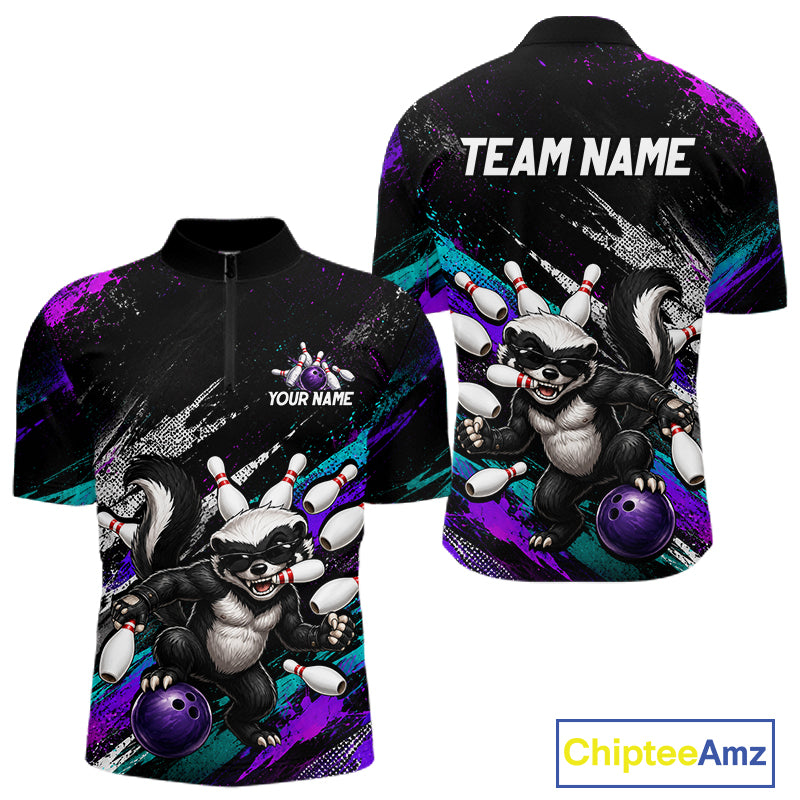 Custom Funny Honey Badger Bowling Shirt for Men Bowling Team Jersey Bowling Outfit QZT1201