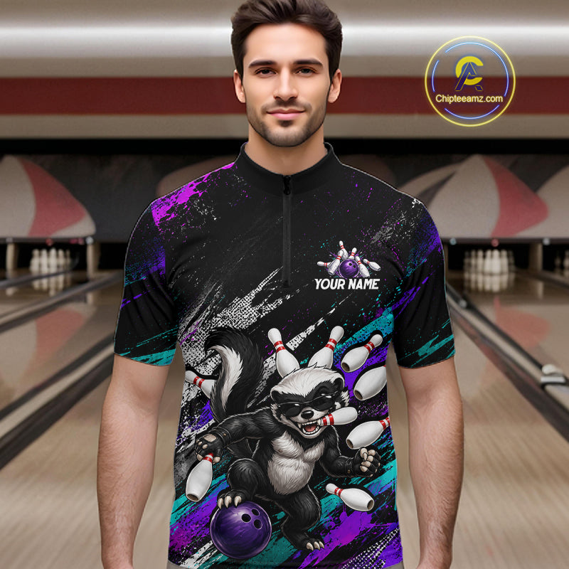 Custom Funny Honey Badger Bowling Shirt for Men Bowling Team Jersey Bowling Outfit QZT1201
