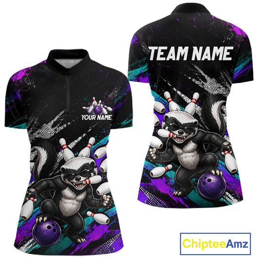 Custom Funny Honey Badger Bowling Shirt for Women Bowling Team Jersey Bowling Outfit QZT1201