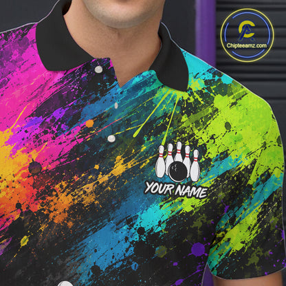 Custom Funny Colorful Bowling Shirt for Men, Bowling League Jersey, Bowling Outfit QZT1206