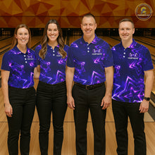 Load image into Gallery viewer, Custom Neon Purple Star Bowling Shirt for Women Bowling Jersey Polo &amp; Quarter-Zip QZT1025