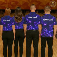Load image into Gallery viewer, Custom Neon Purple Star Bowling Shirt for Women Bowling Jersey Polo &amp; Quarter-Zip QZT1025