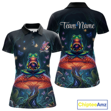 Load image into Gallery viewer, Custom Zen Frog Bowling Shirt for Women Meditation Style Bowling Jersey Polo &amp; 1/4-Zip QZT991
