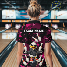 Load image into Gallery viewer, Custom Pink Funny Duck Bowling Shirt for Women Bowling Jersey Polo &amp; 1/4 Zip Bowling Outfit QZT943