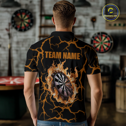 Custom Orange Flame Dart Shirt for Men Dart Jersey for Team Dart Gift Polo & 1/4 Zip DHT7
