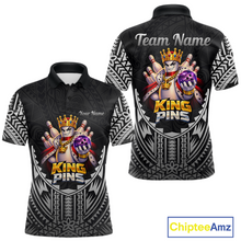Load image into Gallery viewer, Funny King Pins Bowling Team Shirt for Men Custom Tribal Buddies Bowling Jersey Polo &amp; 1/4 Zip QZT946