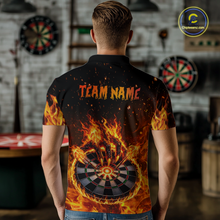 Load image into Gallery viewer, Custom Orange Flame Demon Hand Dart Shirt for Team Dart Jersey for Men Polo &amp; 1/4 Zip DHT13