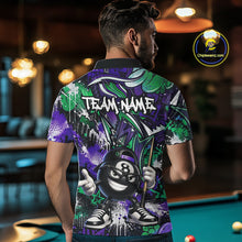 Load image into Gallery viewer, Man wearing a colorful polo shirt with a pool ball design in a bar setting