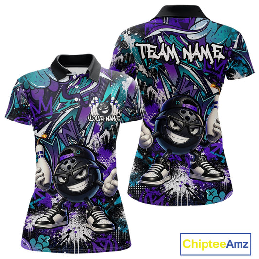 Colorful polo shirt with cartoon character and 'Team Name' text, featuring the brand 'Chiptee Amz'.