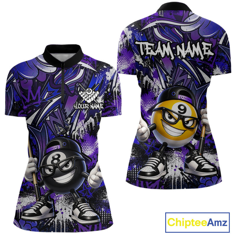 Purple and blue quarter-zip jersey with cartoon character design, 'Team Name' text, and Chiptee Amz branding.