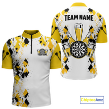 Load image into Gallery viewer, Custom Funny Beer Dart Shirt Argyle Dart Team Jersey for Men Dartboard Polo &amp; Quarter-Zip Shirts DHT14