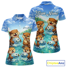 Load image into Gallery viewer, Custom Funny Otter Family Bowling Shirt DNA Bowling League Polo &amp; 1/4-Zip Bowling Outfit for Women QZT933