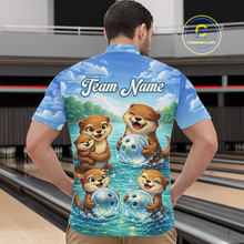 Load image into Gallery viewer, Custom Funny Otter Family Bowling Shirt DNA Bowling League Polo &amp; 1/4-Zip Bowling Outfit for Men QZT933