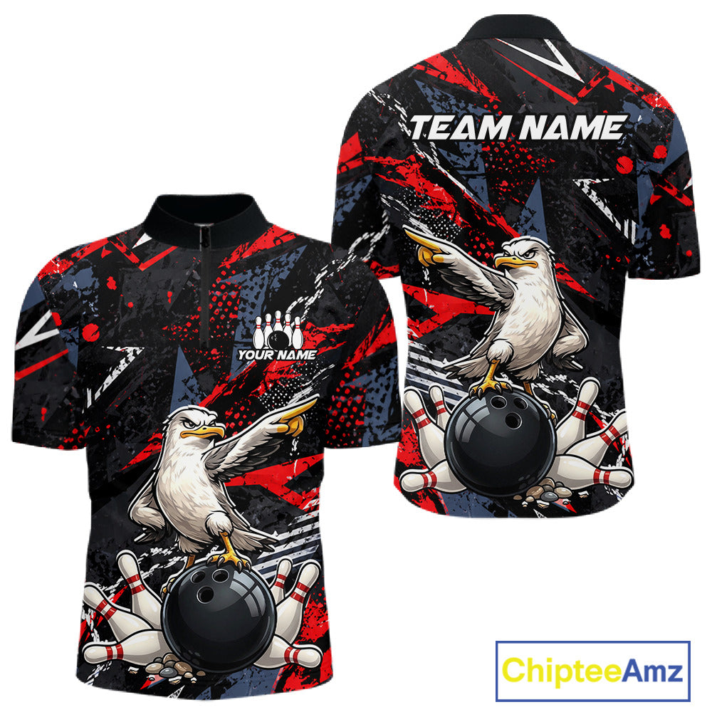Custom Funny Gull Bowling Team Shirt for Men Bowling League Jersey Polo & Quarter-Zip QZT1016