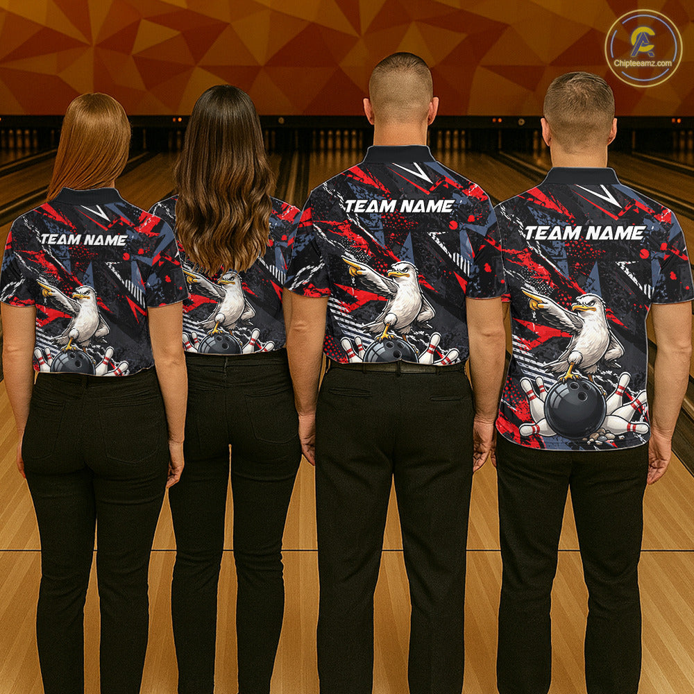 Custom Funny Gull Bowling Team Shirt for Men Bowling League Jersey Polo & Quarter-Zip QZT1016