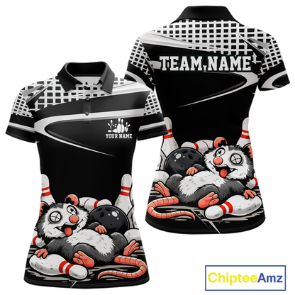 Personalized Funny Opossum Bowling Shirt Bowling Jersey for Women Bowling Polo & Quarter-Zip QZT847