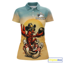 Load image into Gallery viewer, Polo shirt with a crawfish wearing a cowboy hat and sunglasses design, featuring the brand 'ChipteeAmz'.