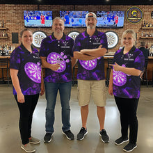 Load image into Gallery viewer, Custom Purple Flame Neon Dart Shirts Wings Dart Jersey Dartboard Shirt for Women DHT21