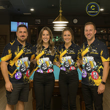 Load image into Gallery viewer, Custom Yellow Funny 8 Ball Pool Billiard Team Shirts for Women Billiard League Jersey Polo &amp;1/4 Zip BHT2