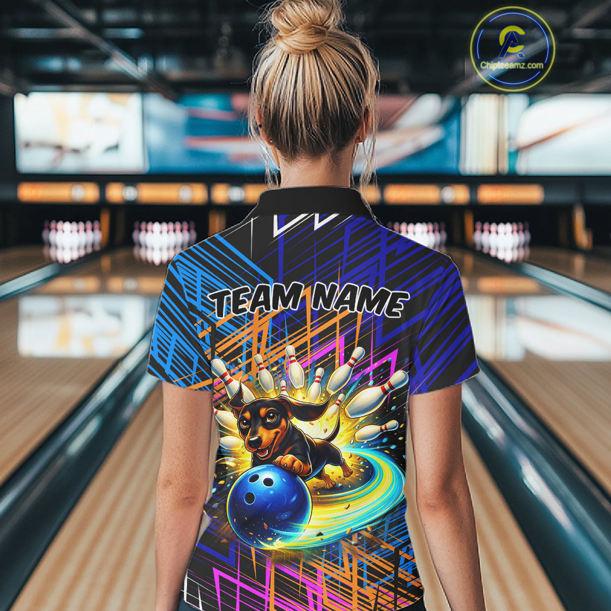 Funny Dachshund Bowling Shirt Custom Bowling Team Jersey for Women Polo & 1/4-Zip Bowling Outfit QZT941