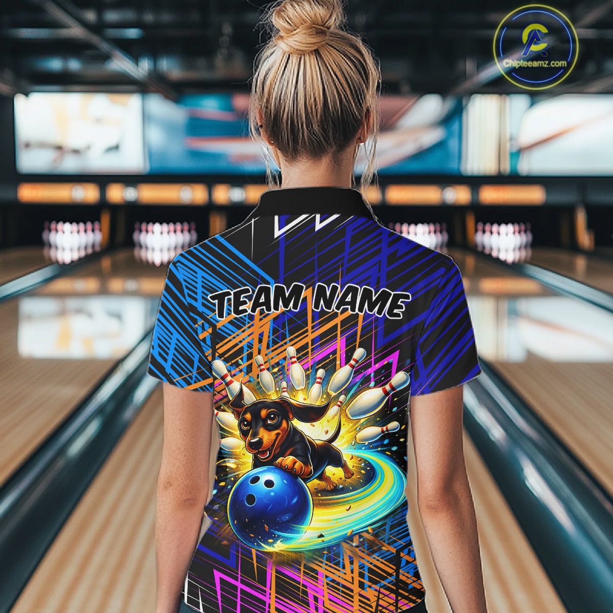 Funny Dachshund Bowling Shirt Custom Bowling Team Jersey for Women Polo & 1/4-Zip Bowling Outfit QZT941