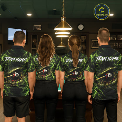 Custom Green Cobra Snake Billiard Jersey for Men 8 Ball Billiard Shirt for Team Polo & 1/4 Zip BHT8