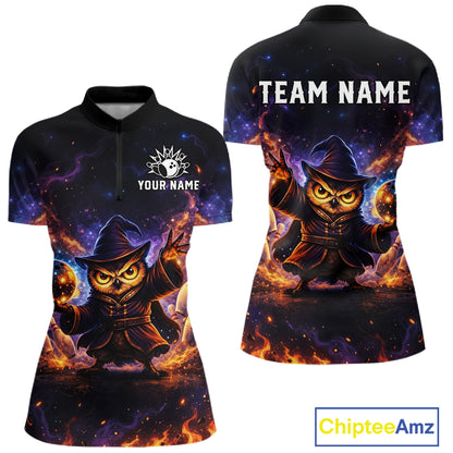 Custom Witch Owl Bowling Team Shirt Funny Bowling League Jersey Outfit for Women QZT864