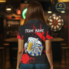 Load image into Gallery viewer, Custom Red Skeleton Dart Jersey for Team Polo &amp; 1/4 Zip Beer Dartboard Shirts Dart Jerseys Gift for Women DHT3