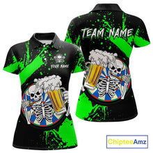 Load image into Gallery viewer, Custom Green Skeleton Dart Jersey for Team Polo &amp; 1/4 Zip Beer Dartboard Shirts Dart Jerseys Gift for Women DHT3