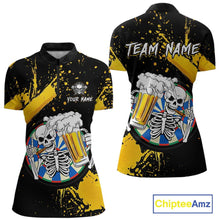 Load image into Gallery viewer, Custom Yellow Skeleton Dart Jersey for Team Polo &amp; 1/4 Zip Beer Dartboard Shirts Dart Jerseys Gift for Women DHT3