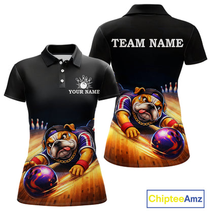 Funny Bulldog Bowling Shirt for Team Custom Polo & 1/4 Zip Bowling Jersey for Women QZT913