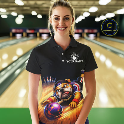 Funny Bulldog Bowling Shirt for Team Custom Polo & 1/4 Zip Bowling Jersey for Women QZT913
