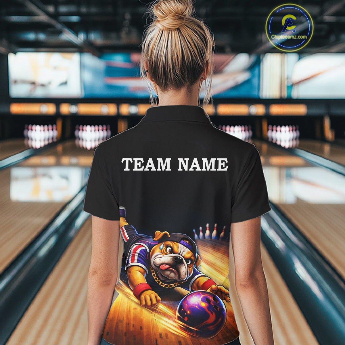Funny Bulldog Bowling Shirt for Team Custom Polo & 1/4 Zip Bowling Jersey for Women QZT913