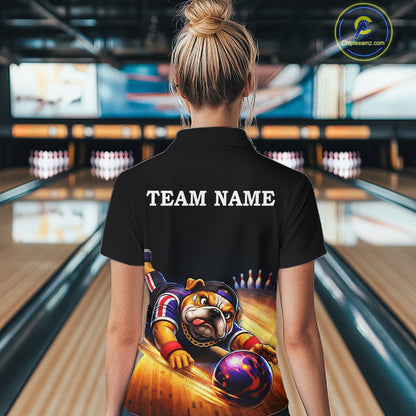 Funny Bulldog Bowling Shirt for Team Custom Polo & 1/4 Zip Bowling Jersey for Women QZT913