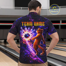 Load image into Gallery viewer, Galaxy Funny Cat Bowling Shirt for Men Custom Bowling League Jersey Polo &amp; Quarter-Zip Bowler Gift QZT918