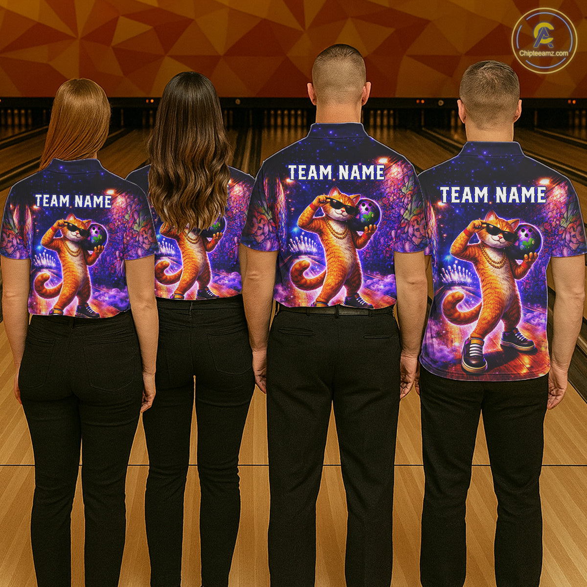 Custom Graffiti Funny Cat Bowling Shirt for Women Bowling League Jersey Polo & Quarter-Zip Bowling Outfit QZT919