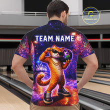 Load image into Gallery viewer, Custom Graffiti Funny Cat Bowling Shirt for Men Bowling League Jersey Polo &amp; Quarter-Zip Bowling Outfit QZT919