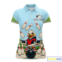 Load image into Gallery viewer, Personalized Funny Duck Bowling Team Shirt for Women Bowling Jersey Performance Polo &amp; 1/4-Zip QZT45