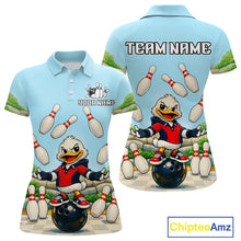Load image into Gallery viewer, Personalized Funny Duck Bowling Team Shirt for Women Bowling Jersey Performance Polo &amp; 1/4-Zip QZT45