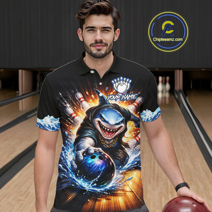 Personalized Funny Shark Bowling Team Shirt Bowling Jersey for Men Polo & Quarter-Zip QZT948