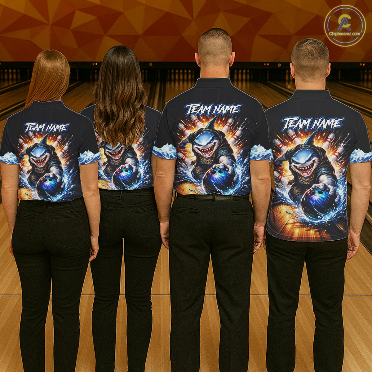 Personalized Funny Shark Bowling Team Shirt Bowling Jersey for Men Polo & Quarter-Zip QZT948