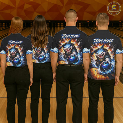 Personalized Funny Shark Bowling Team Shirt Bowling Jersey for Men Polo & Quarter-Zip QZT948